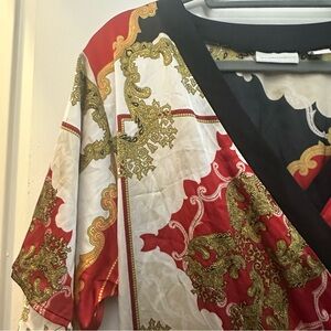 New York & Company maxi gold chain design wrap maxi dress